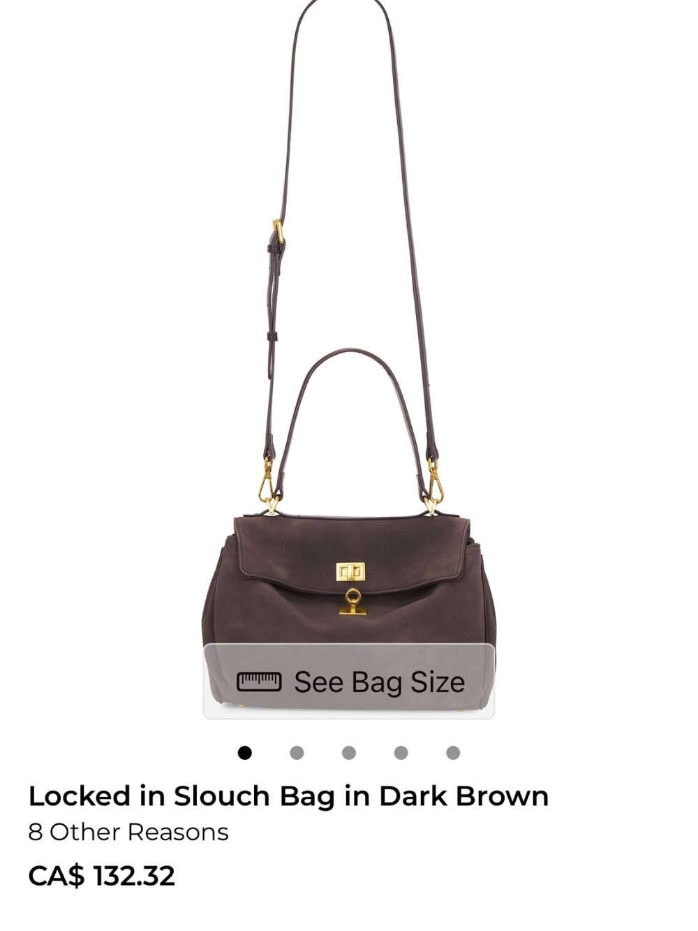 8 Other Reasons Dark Brown Leather Crossbody Satchel with Gold Hardware